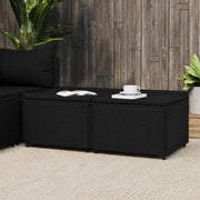Garden Stools With Cushions, 2 Pieces, Black Poly Rattan