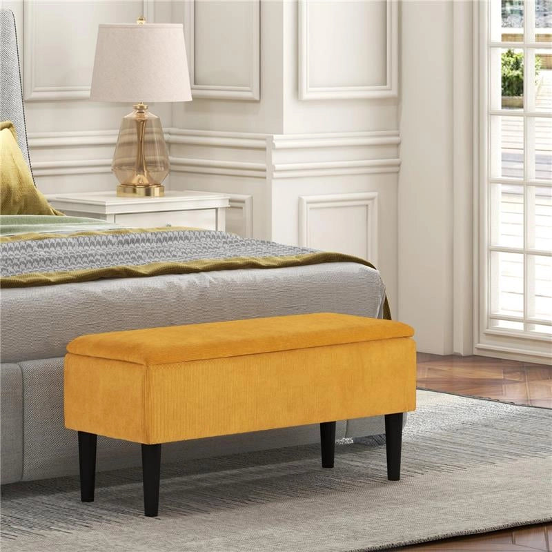 PANCA FONDOLETTO IN POLIESTERE E LEGNO PER CAMERA DA LETTO E INGRESSO, 95X38X45 CM, ARANCIONE