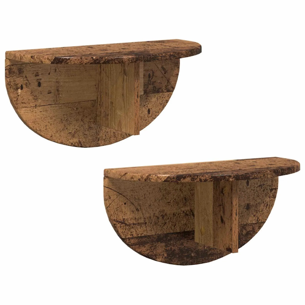 2 pz Scaffale da parete | Ripiano a parete | Mensola a parete Legno vecchio 48 x 24 x 24 cm
