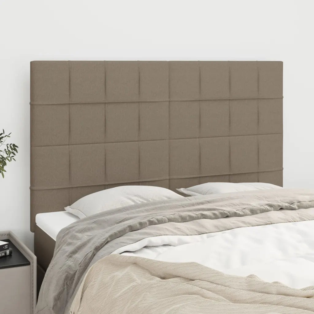 Testiera per Letto-Testata-Testiera Decorativa Tortora 144x5x118/128 cm Tessuto 340346