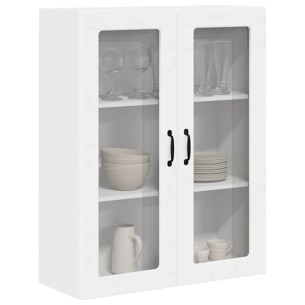 Pensile da cucina | Mobile in vetro da parete PORTO Bianco 80 x 31 x 100 cm