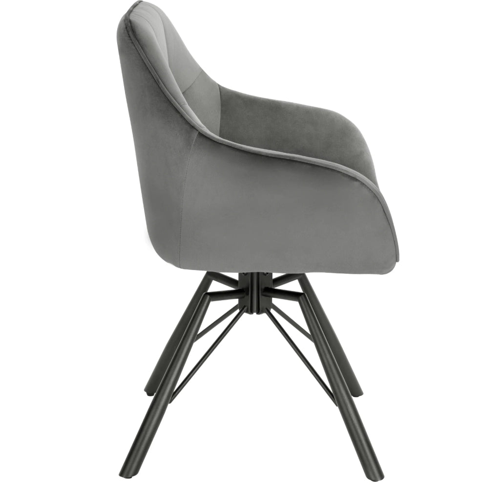 SEDIA GIREVOLE DA PRANZO 58,5 x 82,5 x 54,5 cm Velluto Grigio scuro Set da 2 pezzi