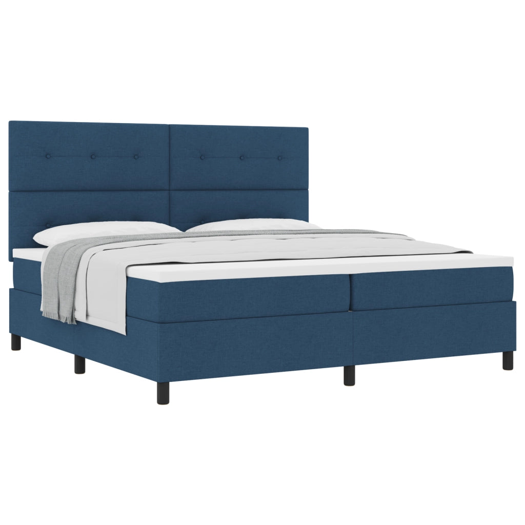Letto con Box Spring Blu 200x200 cm Tessuto