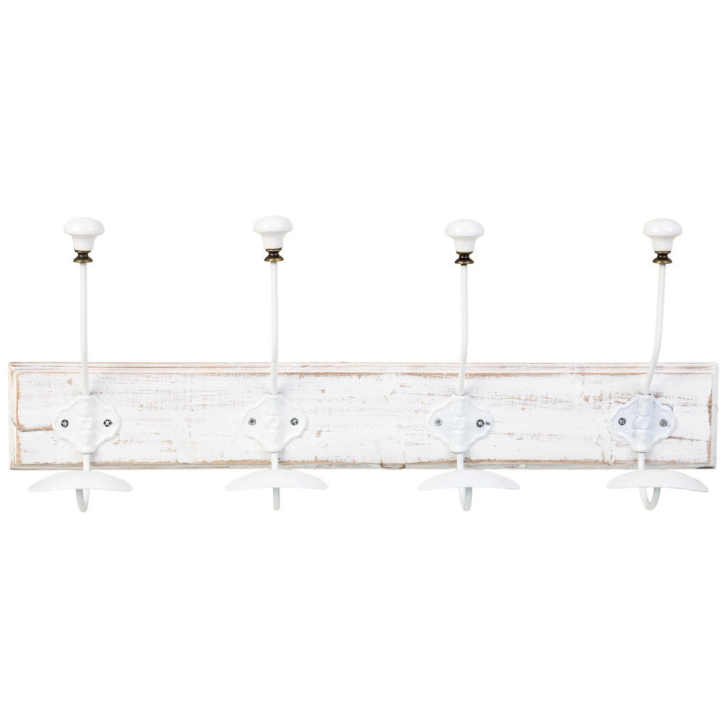 Appendiabiti da parete in legno con 4 ganci 52x1,3x8h cm