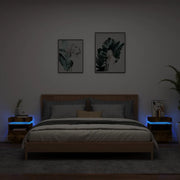 Comodini con Luci LED 2pz Rovere Fumo 40x39x48,5 cm 836793