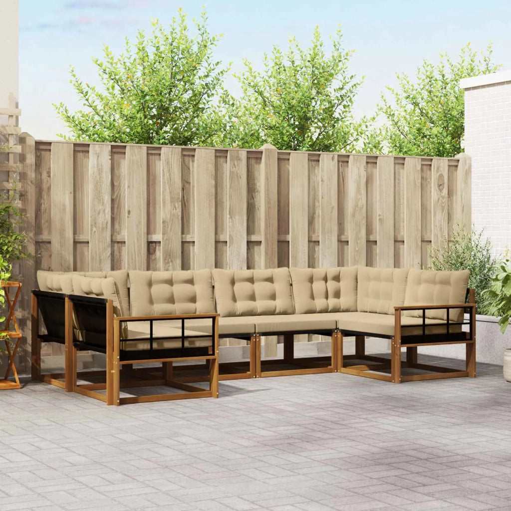 Set di divani da esterno con cuscino 6 pcs Naturale e Beige