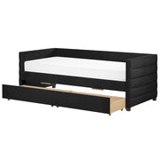 Letto con contenitore con cassetti in velluto nero 90 x 200 cm stanzetta design elegante