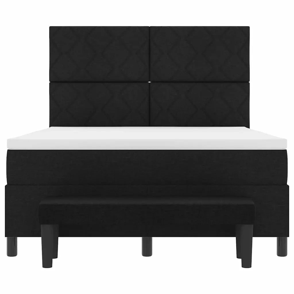 Letto a molle con materasso Nero 140 x 190 cm Tessuto 3344144