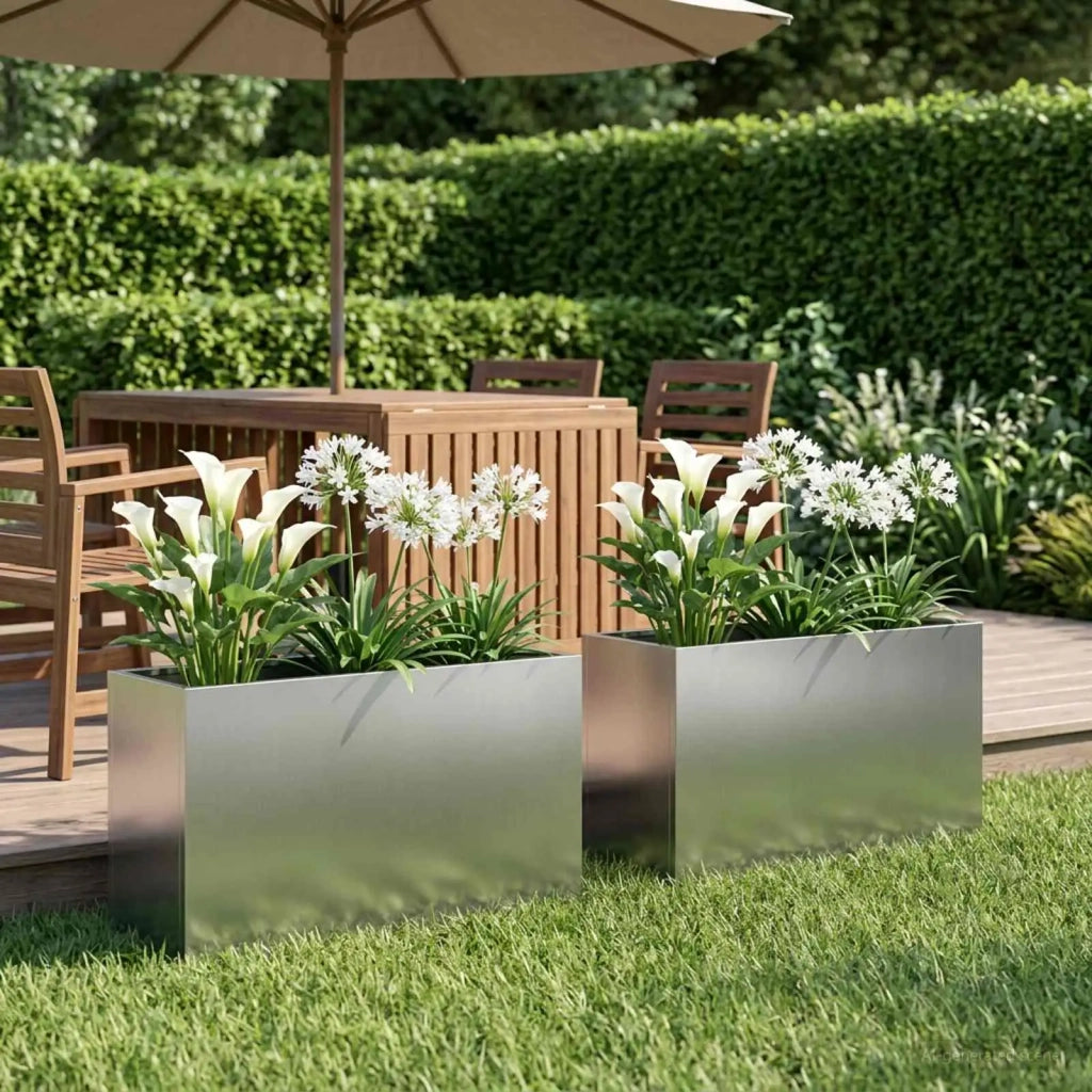 Vaso da giardino 2 pz Argento 80 x 40 x 50 cm Acciaio zincato 8005719