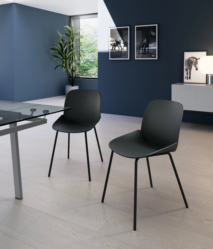 Set 4 Sedie Eva 46x55x79 cm in Polipropilene Nero