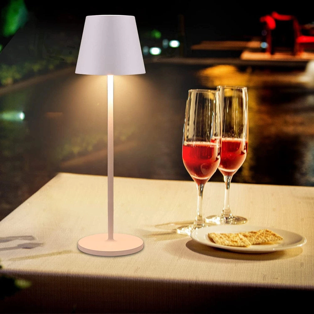 Trade Shop - Lampada Da Tavolo A Led Con Batteria Ricaricabile Touch Dimmerabile 3 Colori Bar -