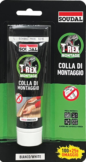 Soudal ADESIVO DI MONTAGGIO ''T-REX'' EFFETTO VENTOSA gr. 100+25 omaggio - Bianco 12.00 pz