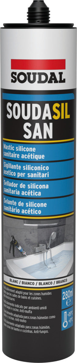 Soudal SILICONE ACETICO PER SANITARI ''SOUDASIL SAN'' ml. 300 - Bianco 12.00 pz