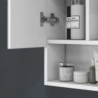 kleankin Armadietto da parete per bagtho con specchio, armadietto da toilette 3 porte a specchio, ripiani regolabili, 90x15x75cm, bianco