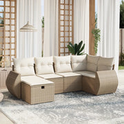 Set Divano da Giardino 6 pz con Cuscini Beige in Polyrattan 3264104