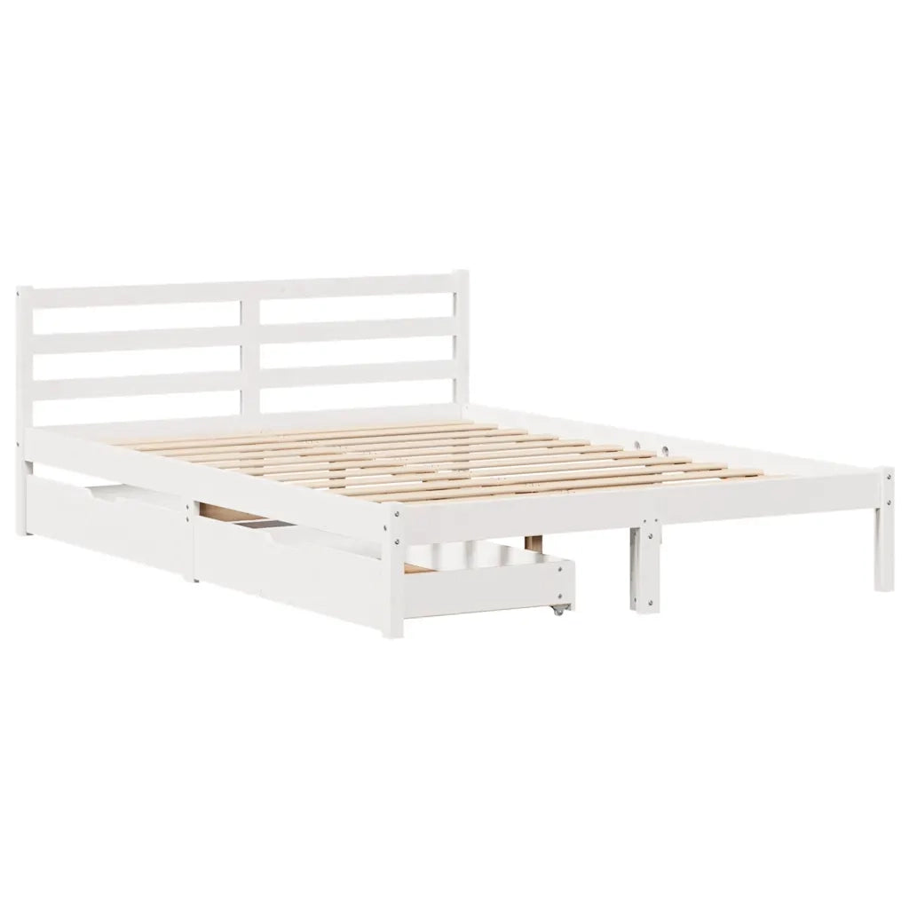 Letto senza Materasso-Struttura Letto Bianco 120x200 cm Legno Massello di Pino 206579