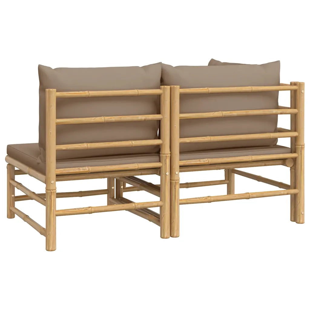 Salotto da Giardino-Set Salotto da Giardino 2pz con Cuscini Tortora Bamb¨´ 663699