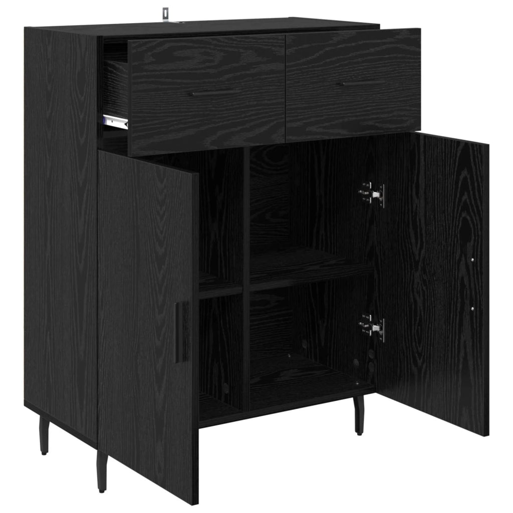 Credenza | Madia | Buffet da pranzo | Armadio da pranzo Rovere Nero 69,5 x 34 x 90 cm Legno multistrato