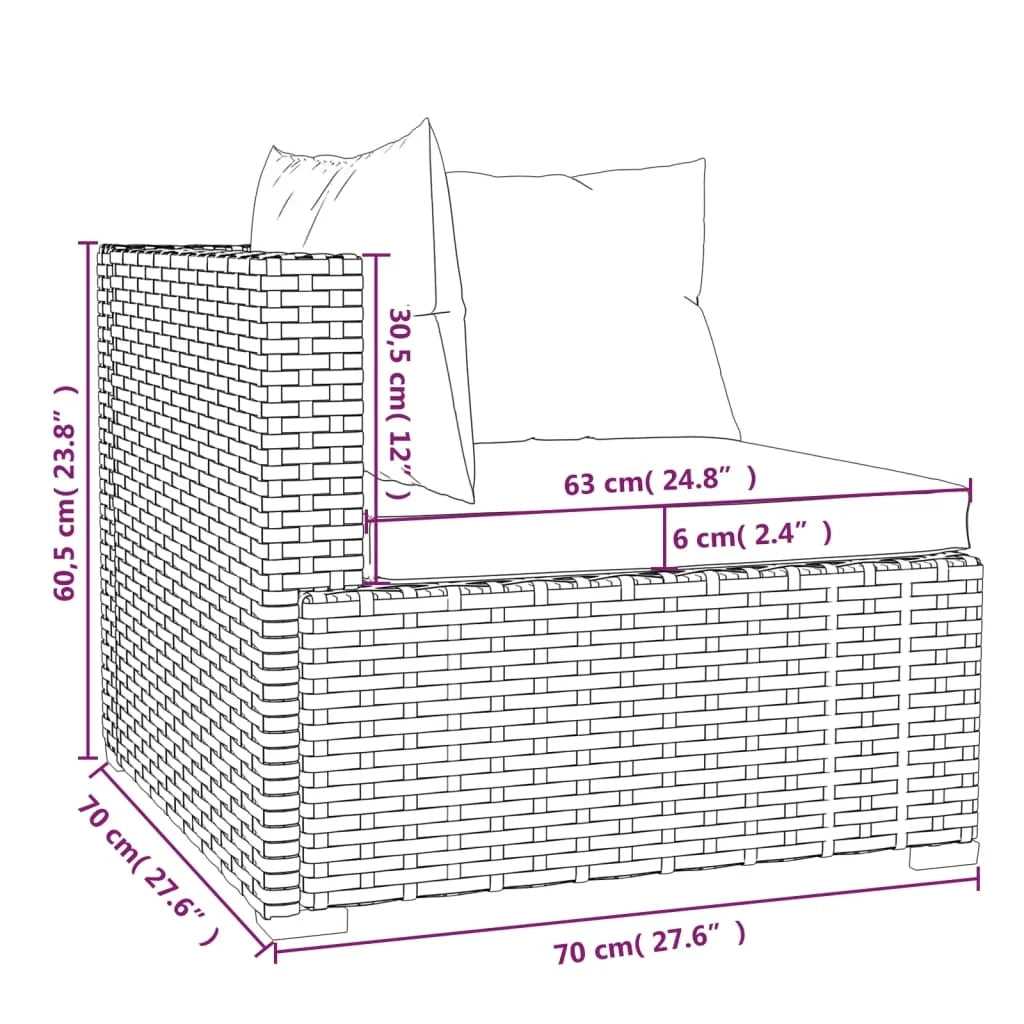 Set di mobili da giardino set arredamento da esterno 10 pezzi con cuscini in polyrattan marrone 02_0015165