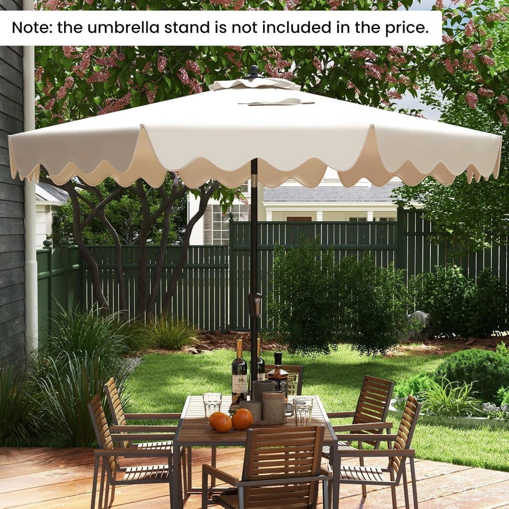 Ombrellone da Balcone 270 cm Protezione UPF 50+, con Manovella e 8 Stecche, Parasole da Giardino Inclinabile con Bordi Increspati, per Spiaggia, Terrazzo, Piscina