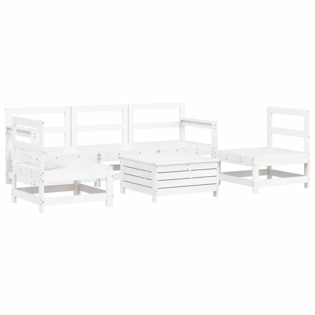 Set Divani da Giardino 6 pz Bianco in Legno Massello di Pino 3250745