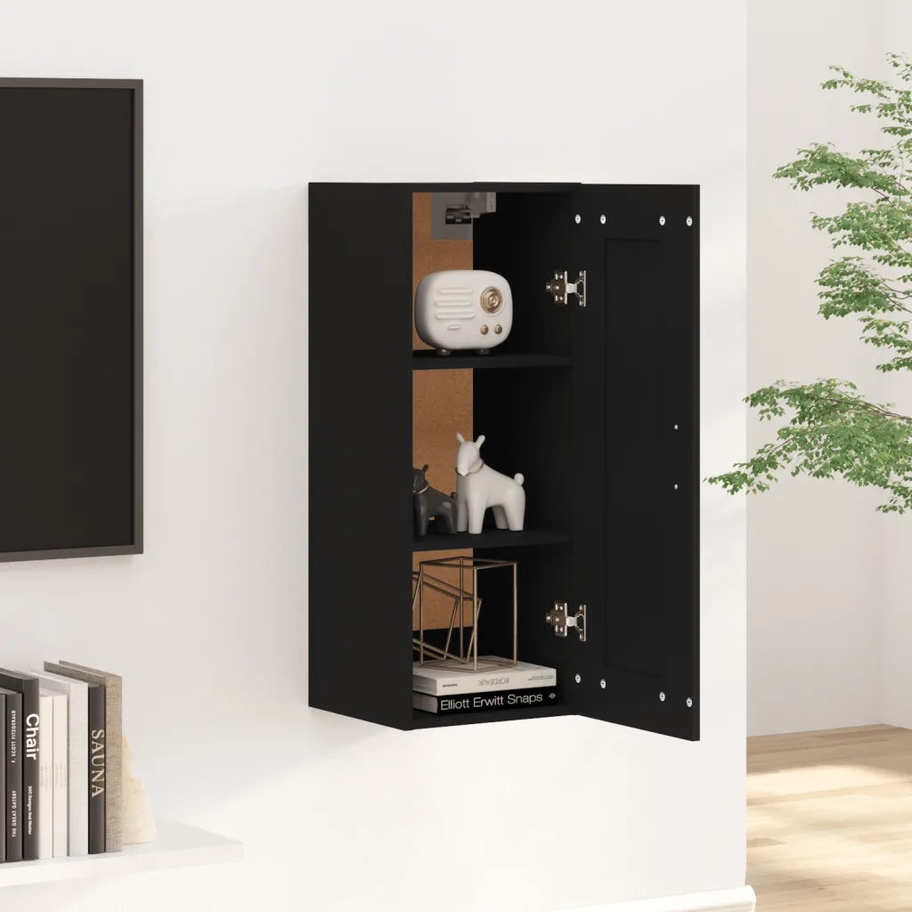 Armadietto a Muro Nero 35x34x90 cm in Legno Multistrato 812466