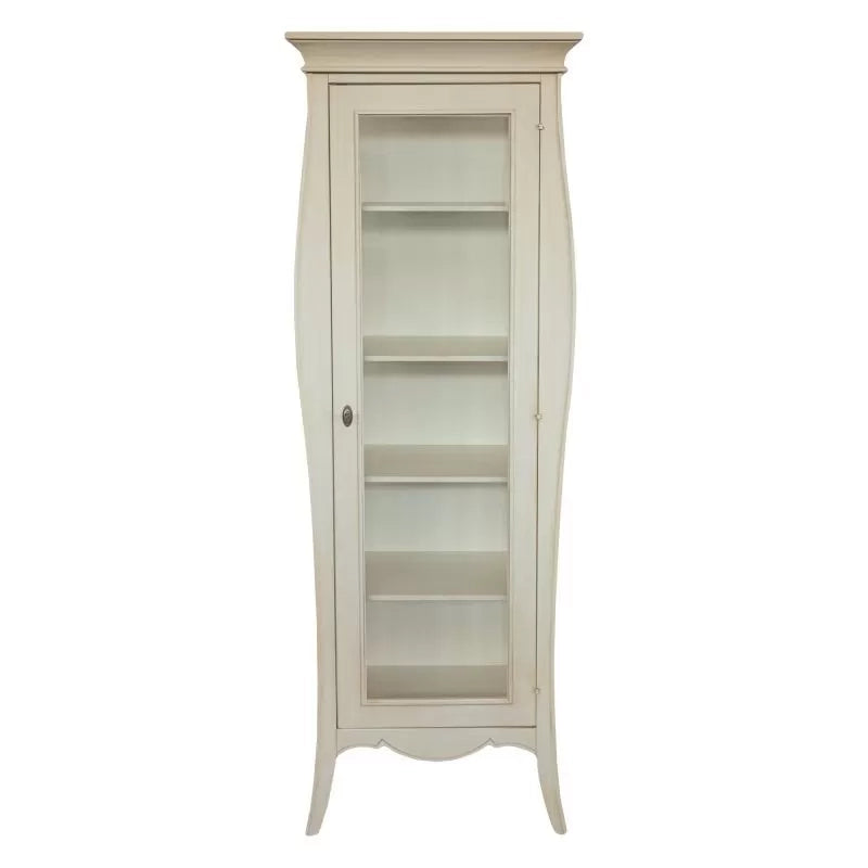 Vetrina sagomata 1 porta legno shabby bianco anticato 71x48x204 (3095) - Mobili 2G