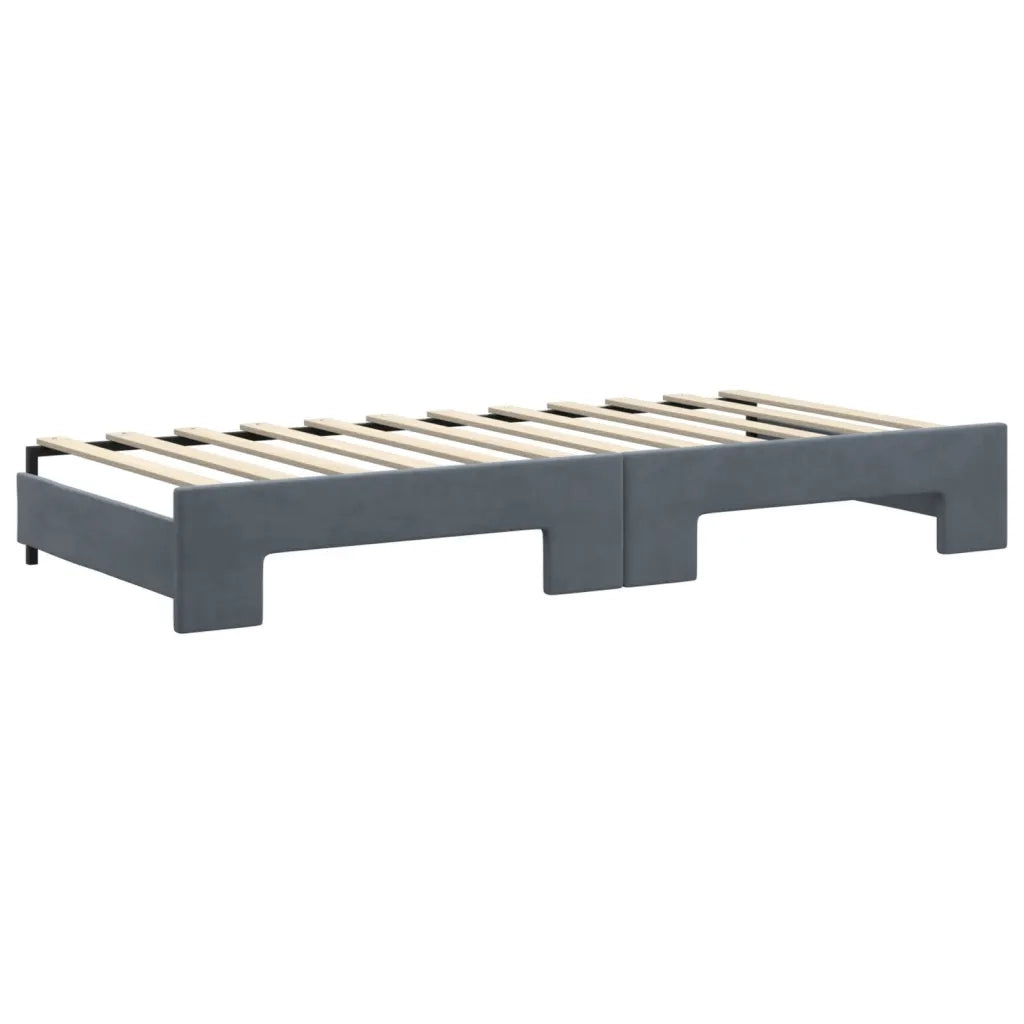 Divano Letto Estraibile Materassi Grigio Scuro 90x200cm Velluto 3197796