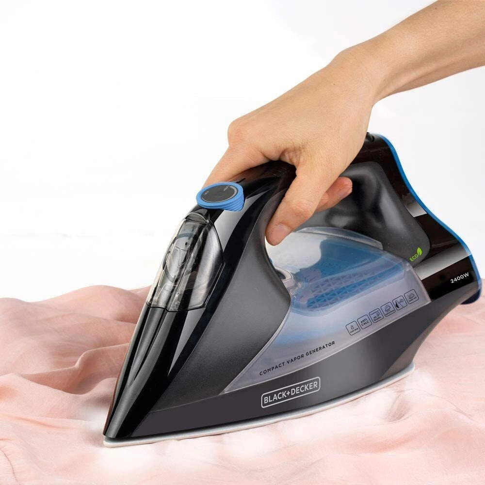 Black & Decker BXIR2401E ferro da stiro Ferro a vapore Ceramica 2400 W Nero, Grigio, Arancione