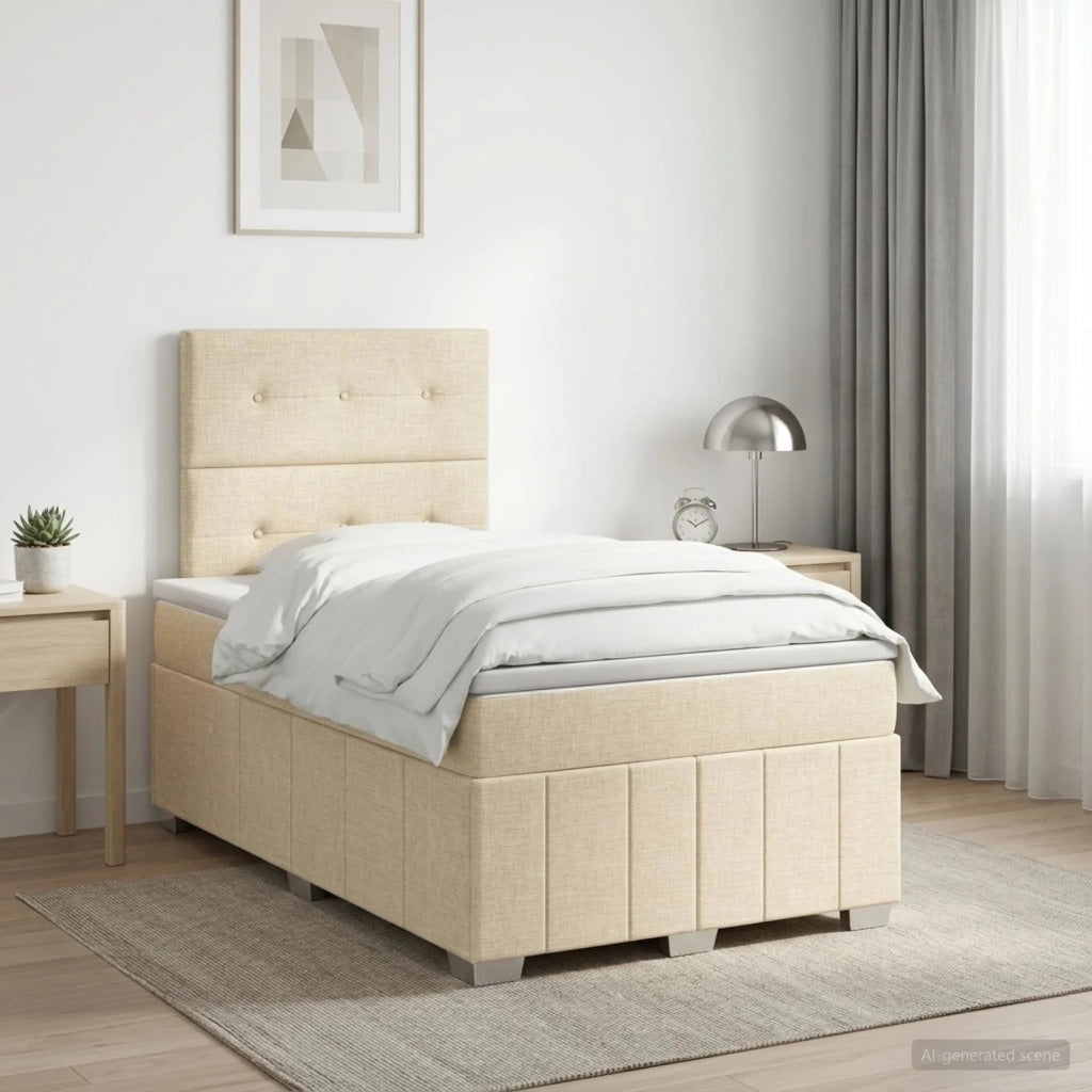 Letto box spring con materasso Crema 120 x 190 cm Tessuto 3454097