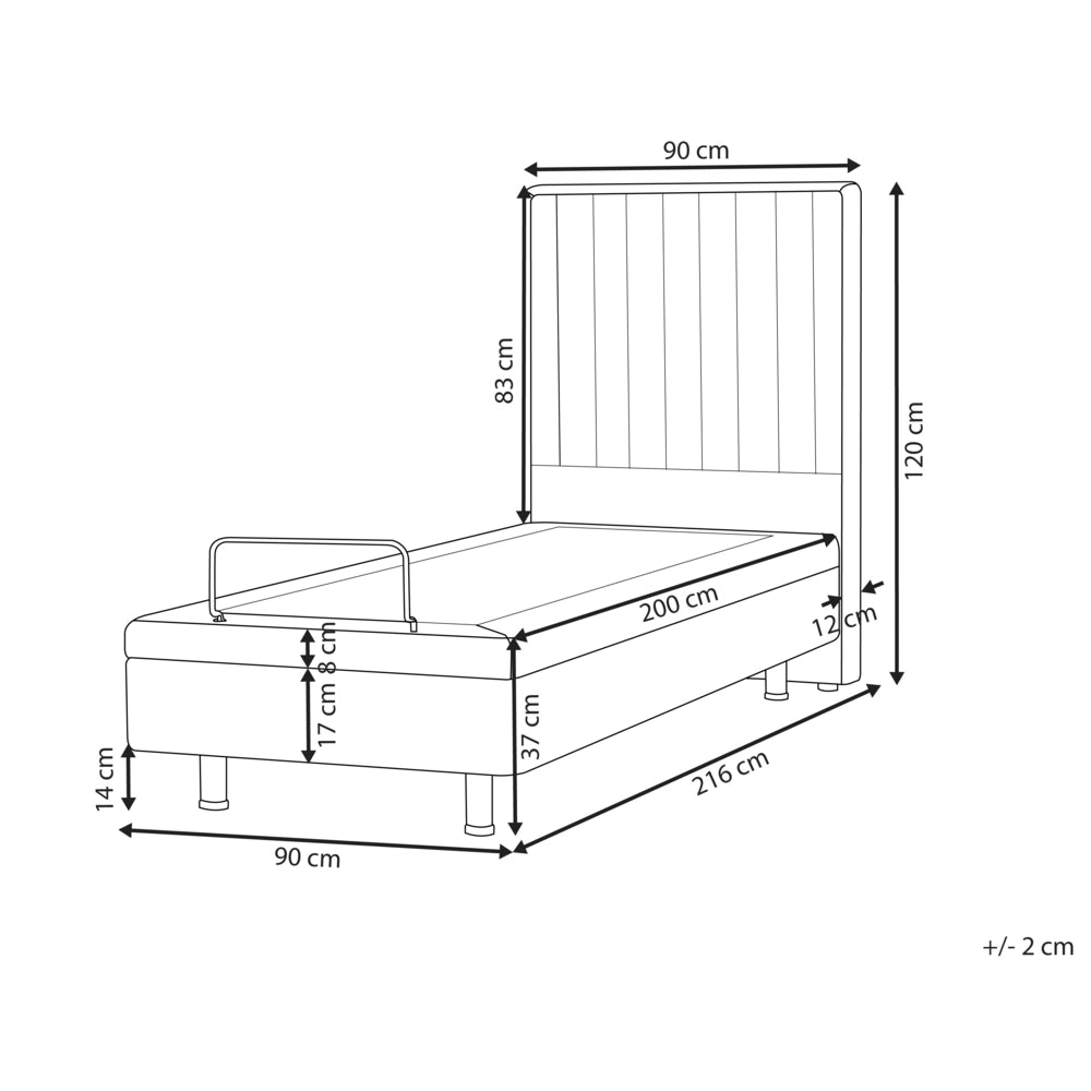 Letto Tessuto Beige chiaro Elettrico Regolabile con Telecomando 90 x 200 cm