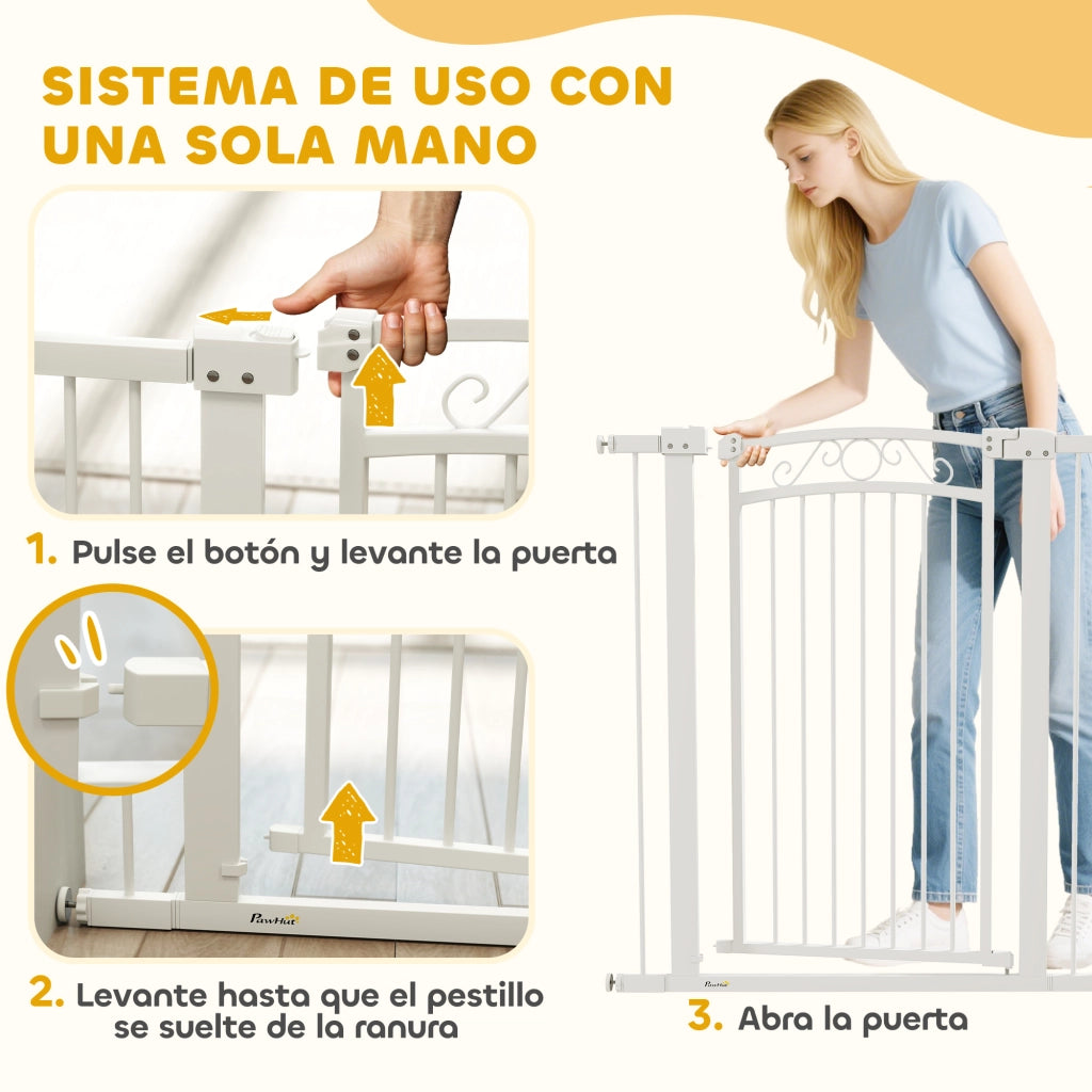 Porta per Cani Regolabile 76-104 cm ¨C zephmum ¨C Bianco