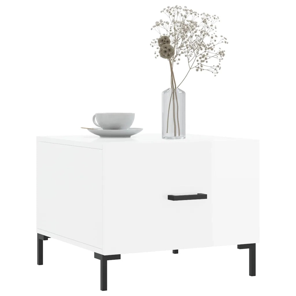 2 pz Tavolini salotto | Tavolino da caff¨¨ | Tavolino da Soggiorno Bianco Lucido 50x50x40cm Legno Multistrato
