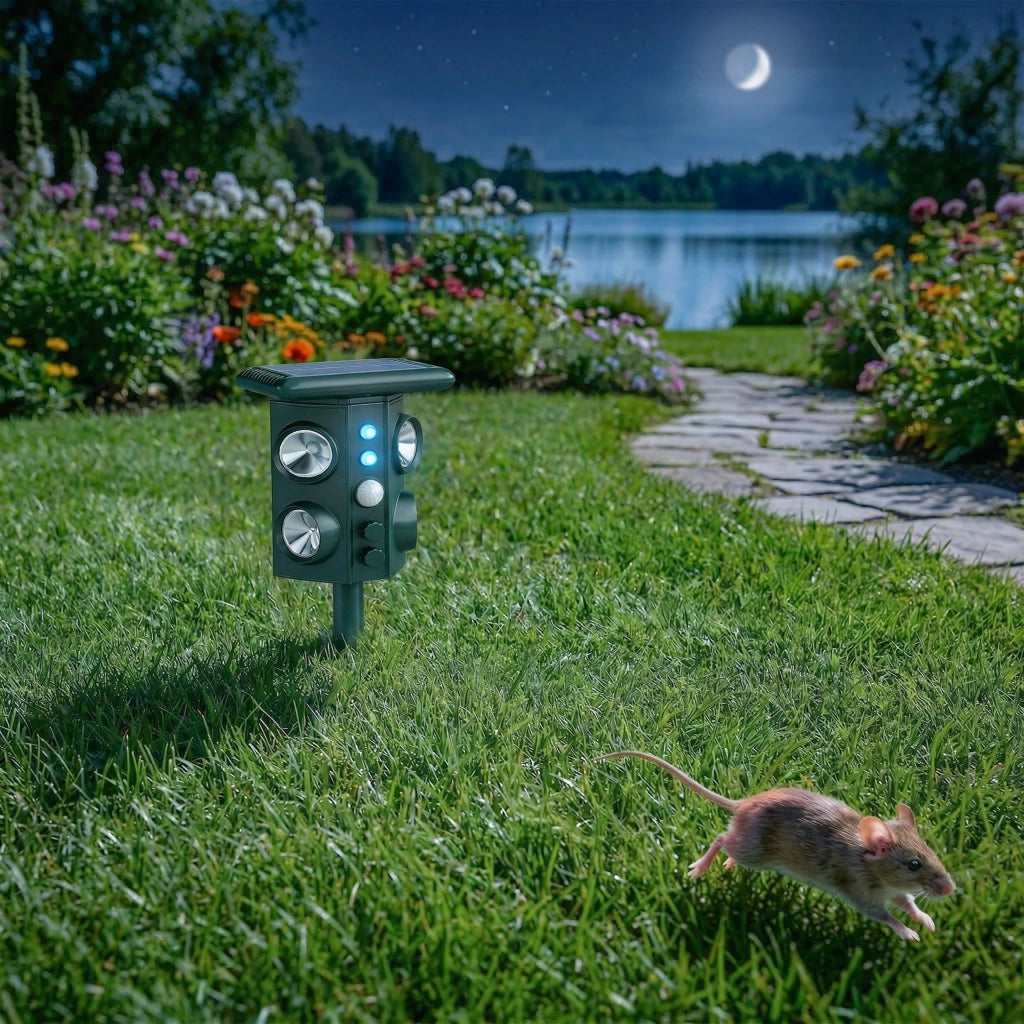 Repellente Solare Ultrasonico per Gatti ¨C zephmum ¨C Nero, Bianco