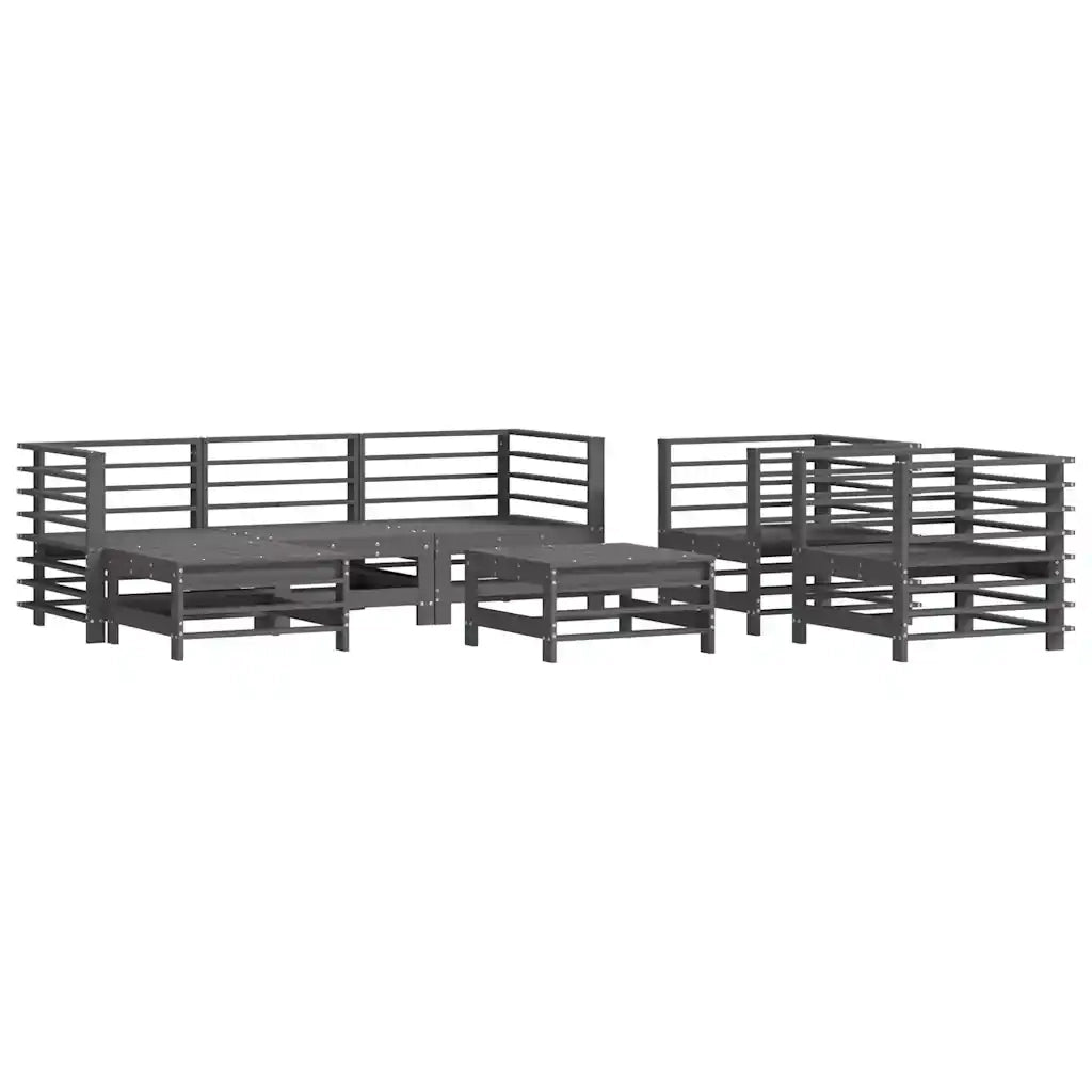 Set Divani da Giardino 7pz con Cuscini in Legno Massello Grigio 3185838