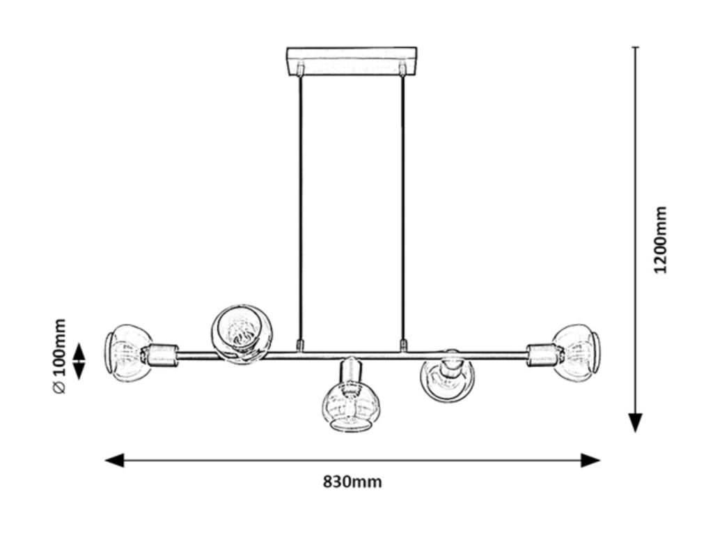 Lampadario a sospensione Rabalux Sullivan 5xE14 nero fumé