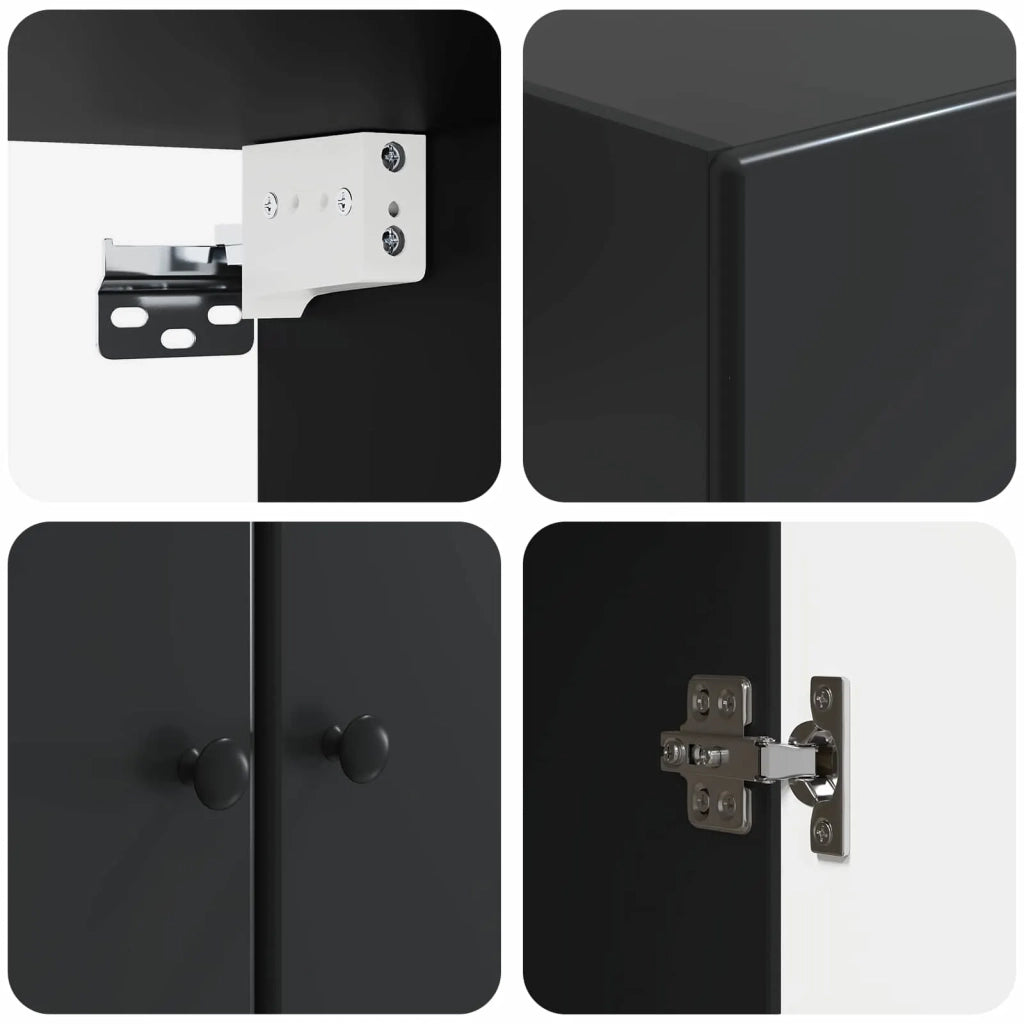 Mobiletto a muro Nero 66 x 34,5 x 90 cm Legno ingegnerizzato 899076