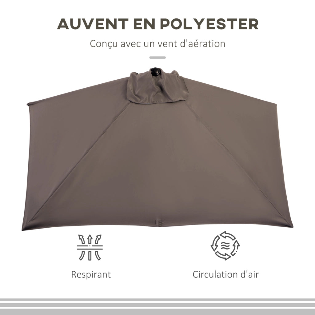 Parasole da balcone 2.7x1.4m ¨C zephmum ¨C grigio poliestere apertura manovella