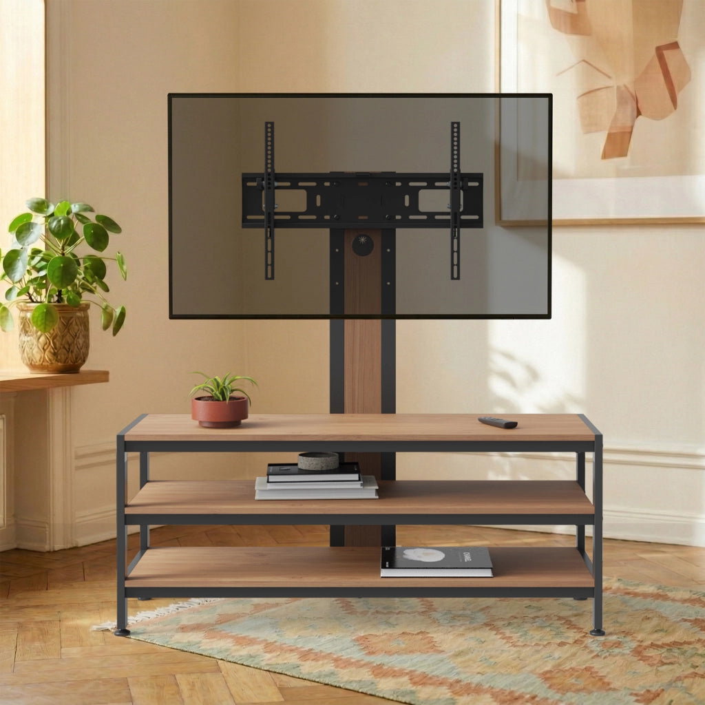 Mobile TV con Supporto Schermo Stockholm - Nero / Effeto Rovere pro.tec