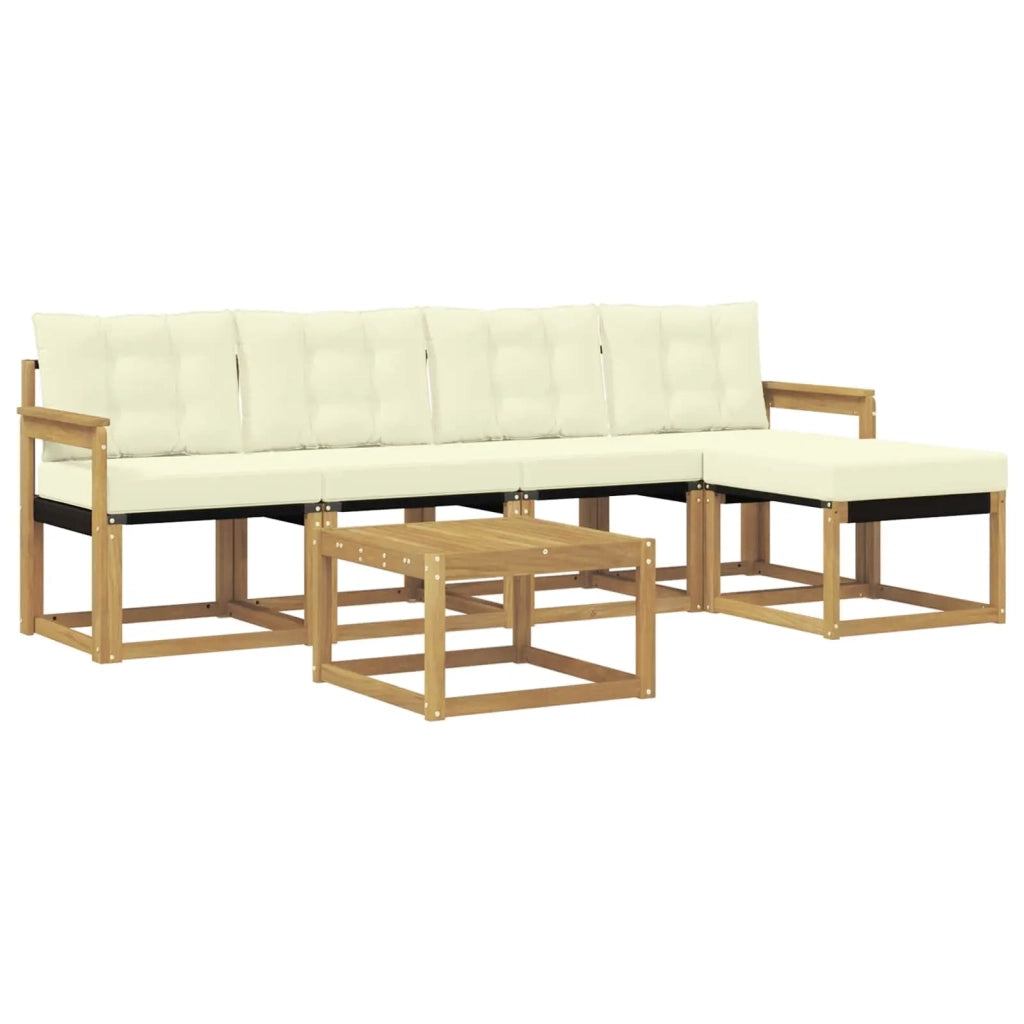 Set di divani da esterno con cuscino 6 pcs Bianco e Crema