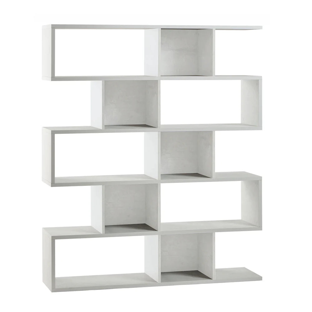Libreria modulare 5 piani 150x37x178H cm in kit colore Ossido bianco