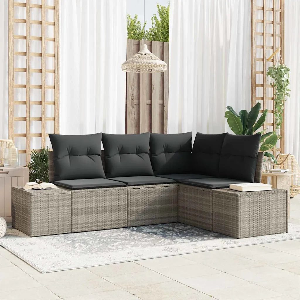 Set Divano da Giardino 4 pcs Grigio chiaro polyrattan 3347042
