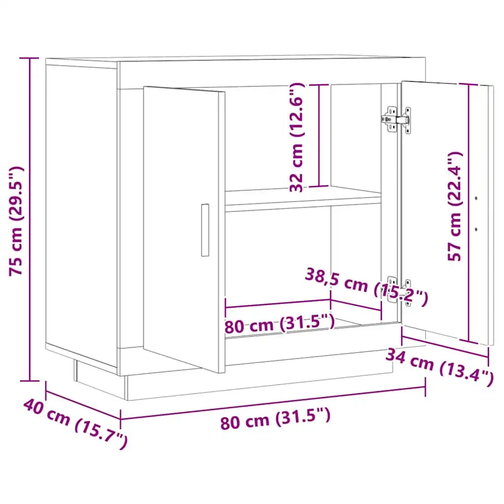 vidaXL Credenza Rovere Artigianale 80x40x75 cm in Legno Multistrato