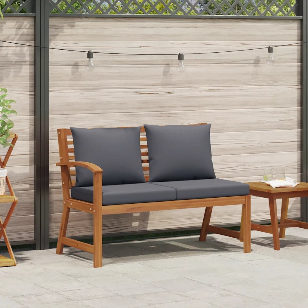 Panchina da Giardino | Panca da Giardino 114,5cm con Cuscino Grigio Massello di Acacia