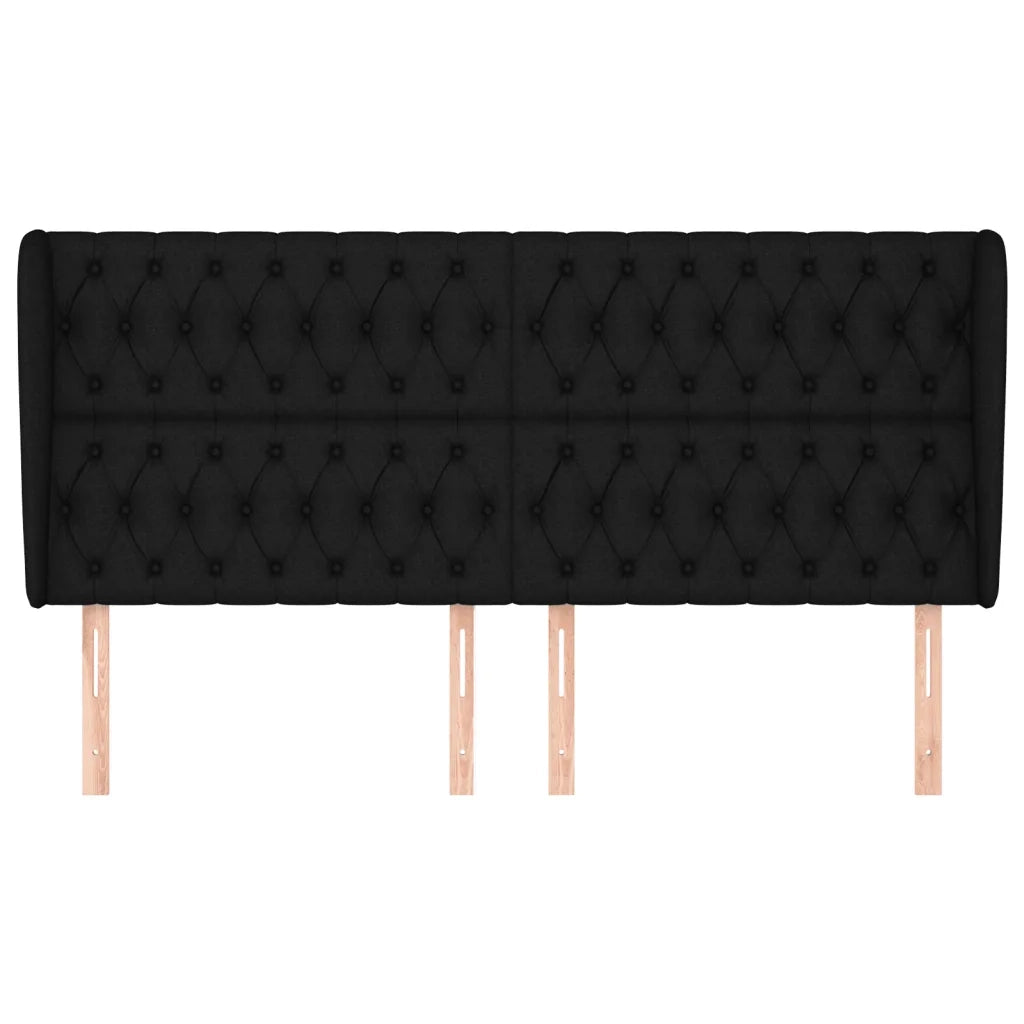 Testiera ad Orecchio Nera 183x23x118/128 cm in Tessuto 3118308