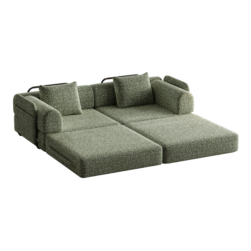 Divano Letto 2 in 1 con Vano Contenitore ¨C MINIMAL ¨C Tessuto Chenille, Struttura in Metallo