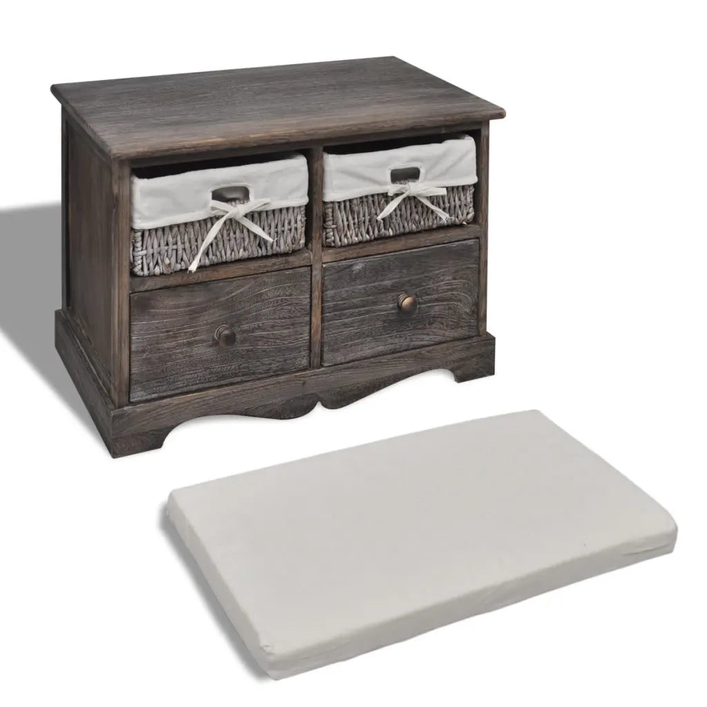 Cassapanca-Baule-Mobile di Stoccaggio Marrone 62x33x42 cm in Legno di Paulownia