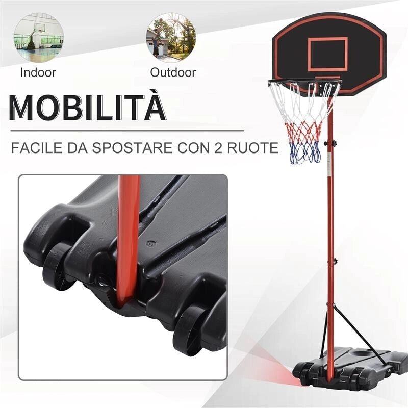 CANESTRO PORTATILE CON ALTEZZA REGOLABILE E BASE RIEMPIBILE 73 X 125 X 220 CM
