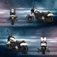 Moto Elettrica per Bambini 18-36 Mesi con Rotelle e Fanale, 76x42x57 cm, Bianco e Nero