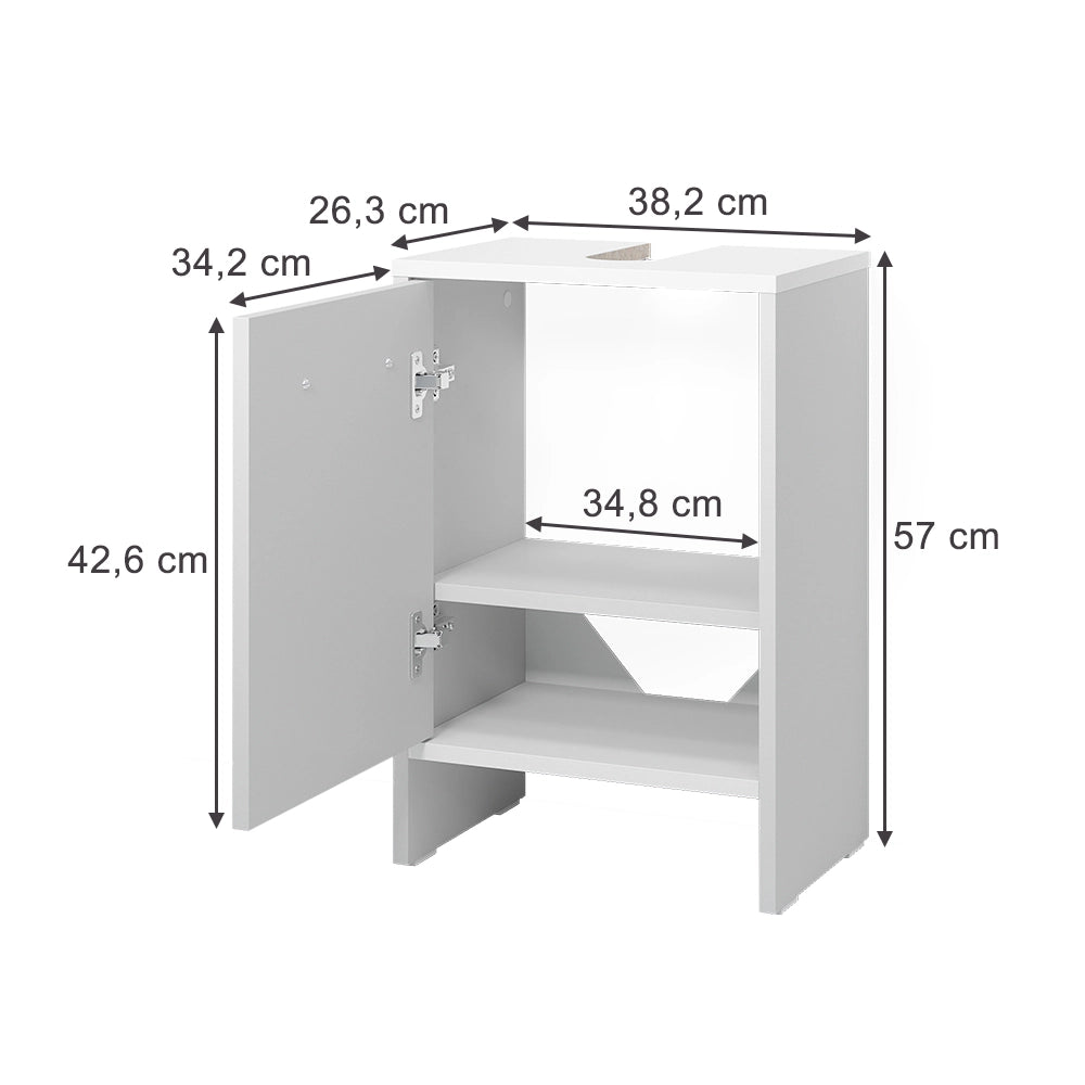 Vicco Mobile sottolavabo per bagno Bianco 38.2 x 57 cm con la porta